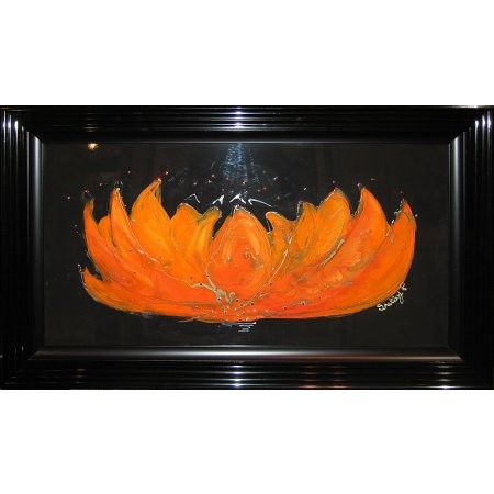 Liquid Art - Framed Originals Tangerine Waterlily